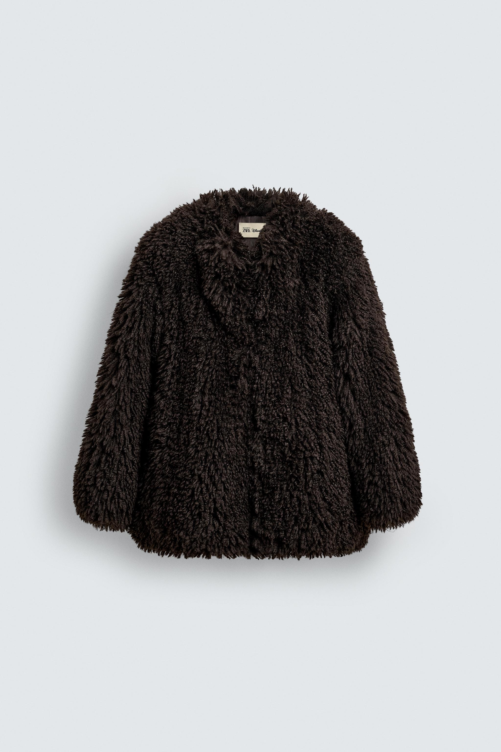 ZARA 黒 コンビネーションフード付きコート org.jpg