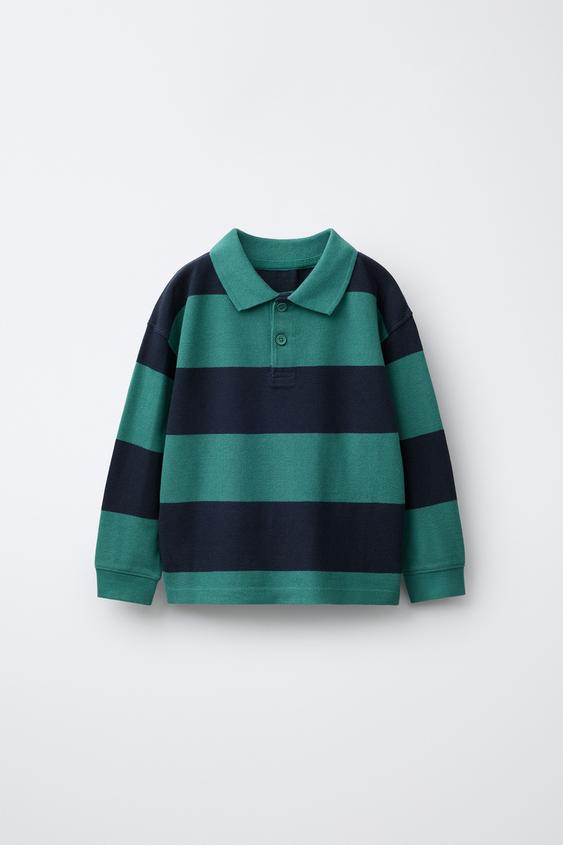 STRIPED GARMENT DYE POLO SHIRT - Green by Zara - Image 0