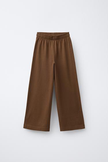 מכנסי WIDE LEG HEAVY WEIGHT - חום של Zara