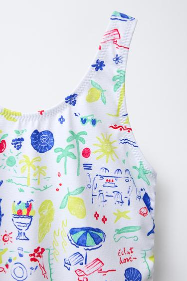 6-14 YEARS/ BEACH PRINT SWIMSUIT - Bluish by Zara - Image 2
