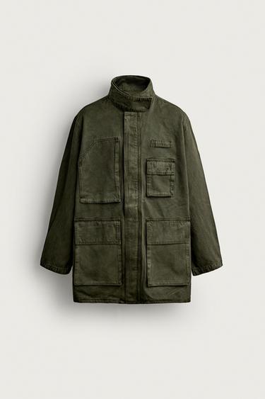 WASHED LYOCELL-COTTON PARKA — Dark khaki 1