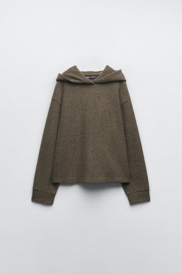 SUDADERA CAPUCHA FELPA SOFT - Khaki de Zara