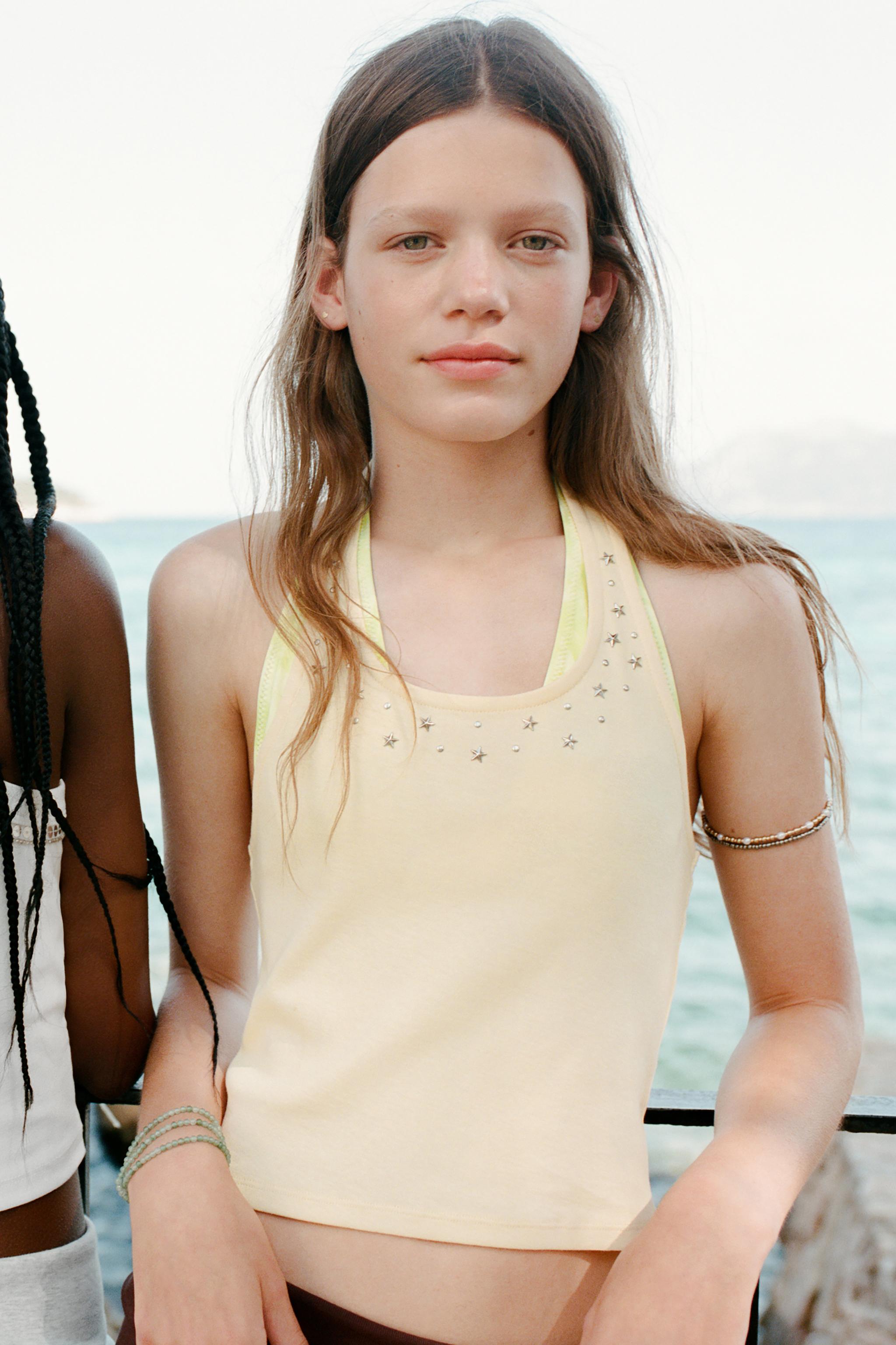 STAR HALTER TOP - Yellow | ZARA United States