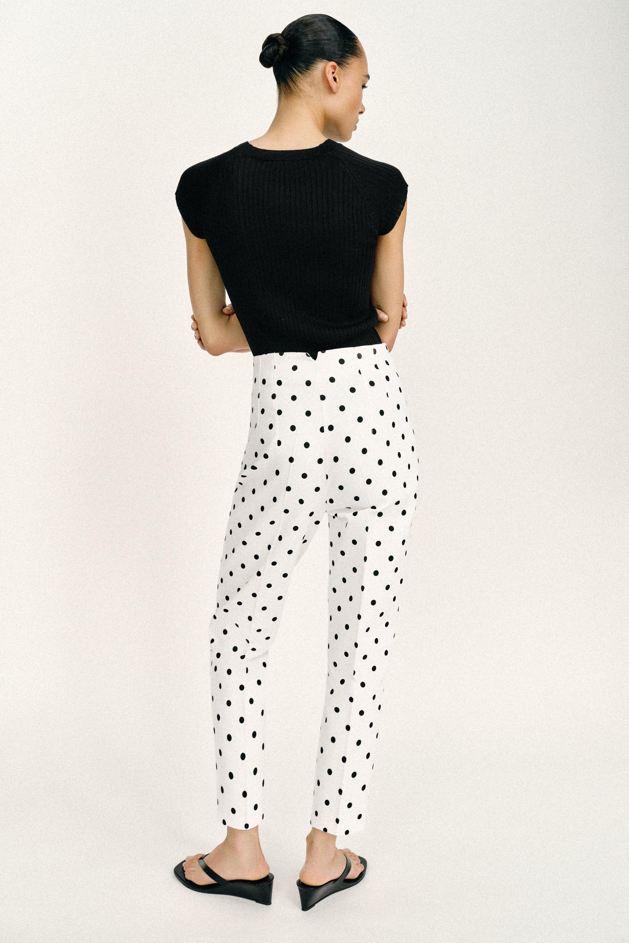 Женские брюки Zara HIGH-WAISTED POLKA DOT PANTS — фото 6