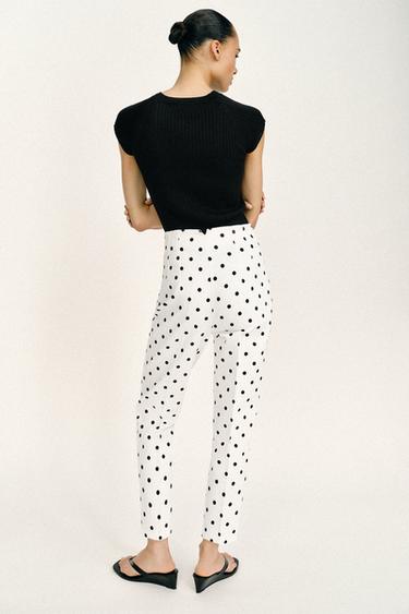 PANTALON TAILLE HAUTE À POIS - Blanc / Noir de Zara - Image 5