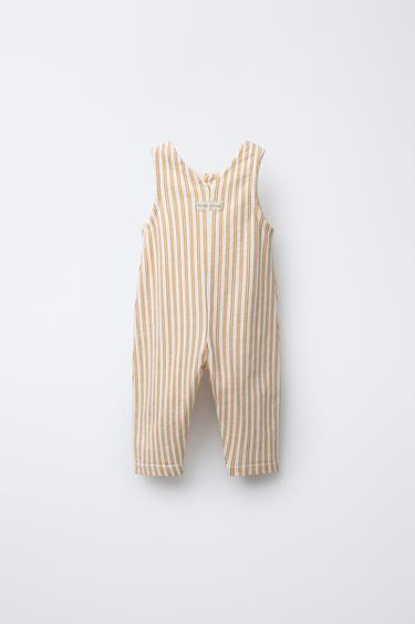 STRIPED JUMPSUIT WITH LABEL - Light ecru by Zara - Image 1