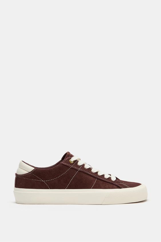 BASKET SPORTIVE EN CUIR BAREFOOT - Rouge bourgogne de Zara - Image 0