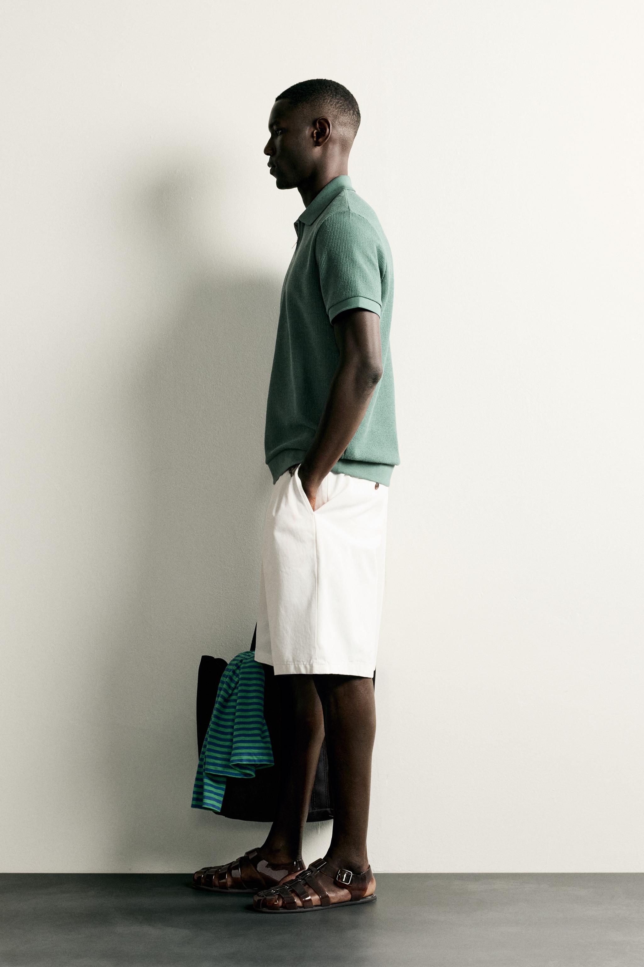 Мужские рубашки Zara REGULAR FIT ZIP POLO SHIRT — фото 4