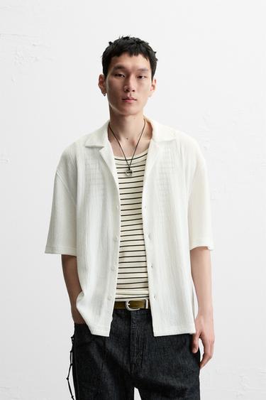 WASHED TEXTURED SHIRT - Oyster-white by Zara