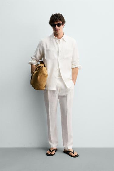 CAMISA REGULAR FIT 100% LINO - Blanco de Zara