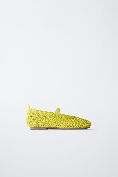 BRAIDED BALLET FLATS - Yellow by Zara