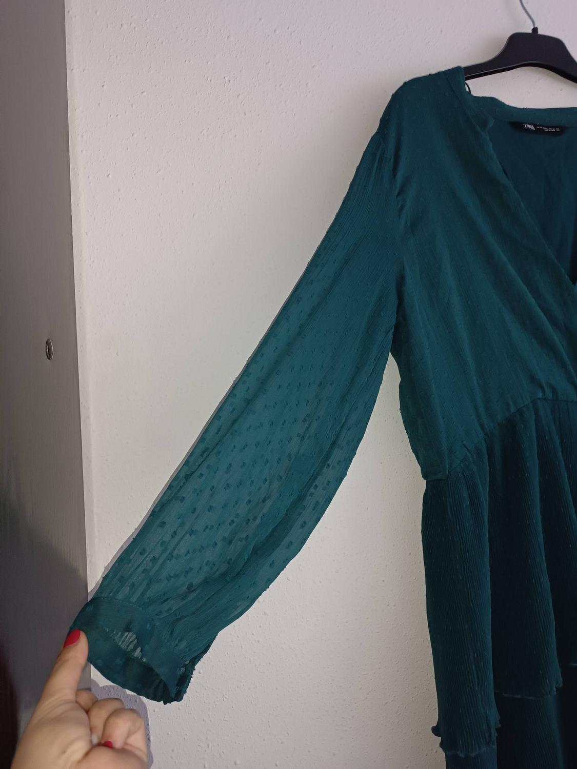 SHORT PLEATED DOTTED MESH DRESS - Image 3