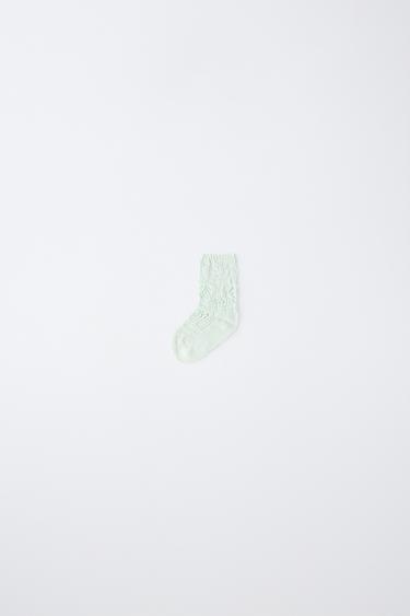 COTTON AND SILK OPENWORK SOCKS - Pastel green by Zara