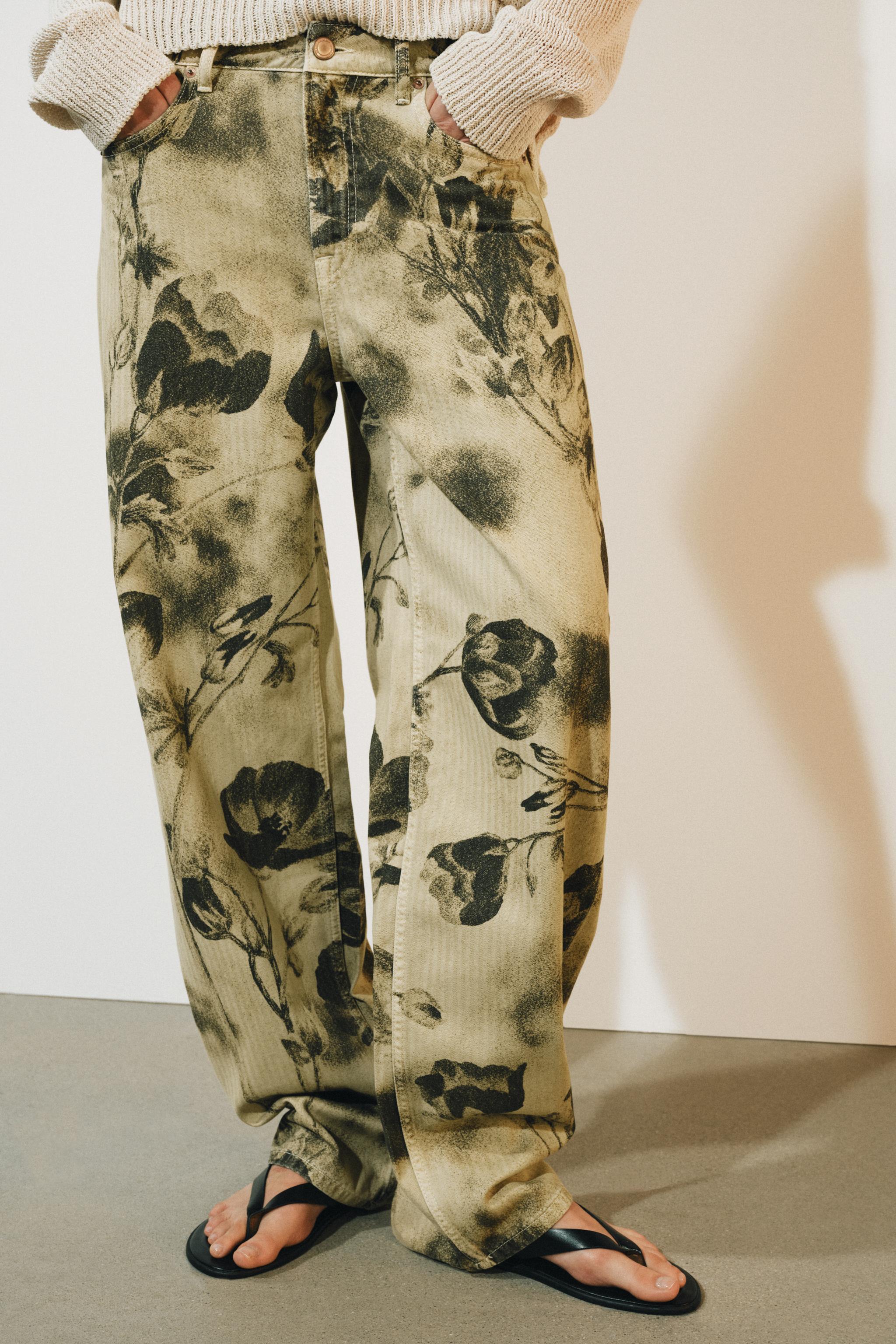 JEANS ZW COLLECTION BARREL TAILLE MOYENNE À FLEURS