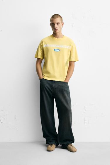 Zara COMBINATION TEXT T-SHIRT - Yellow