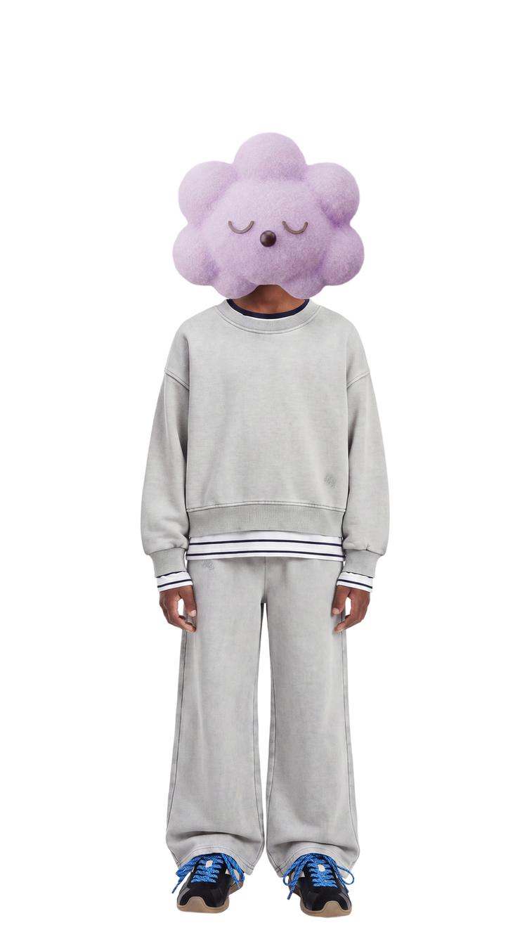 WASHED-EFFECT SWEATSHIRT AND PANTS SET — Gray