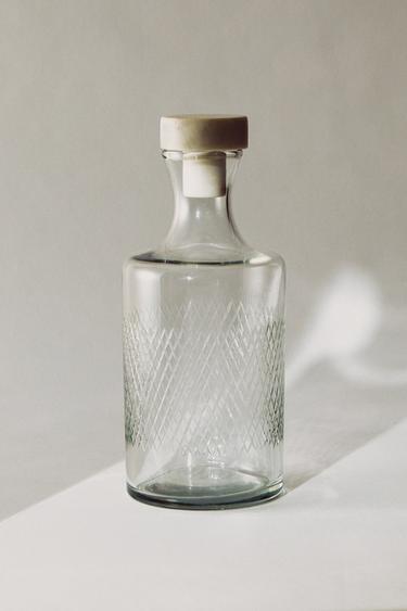 GARRAFA DE VIDRO LAPIDADA - Transparente da Zara