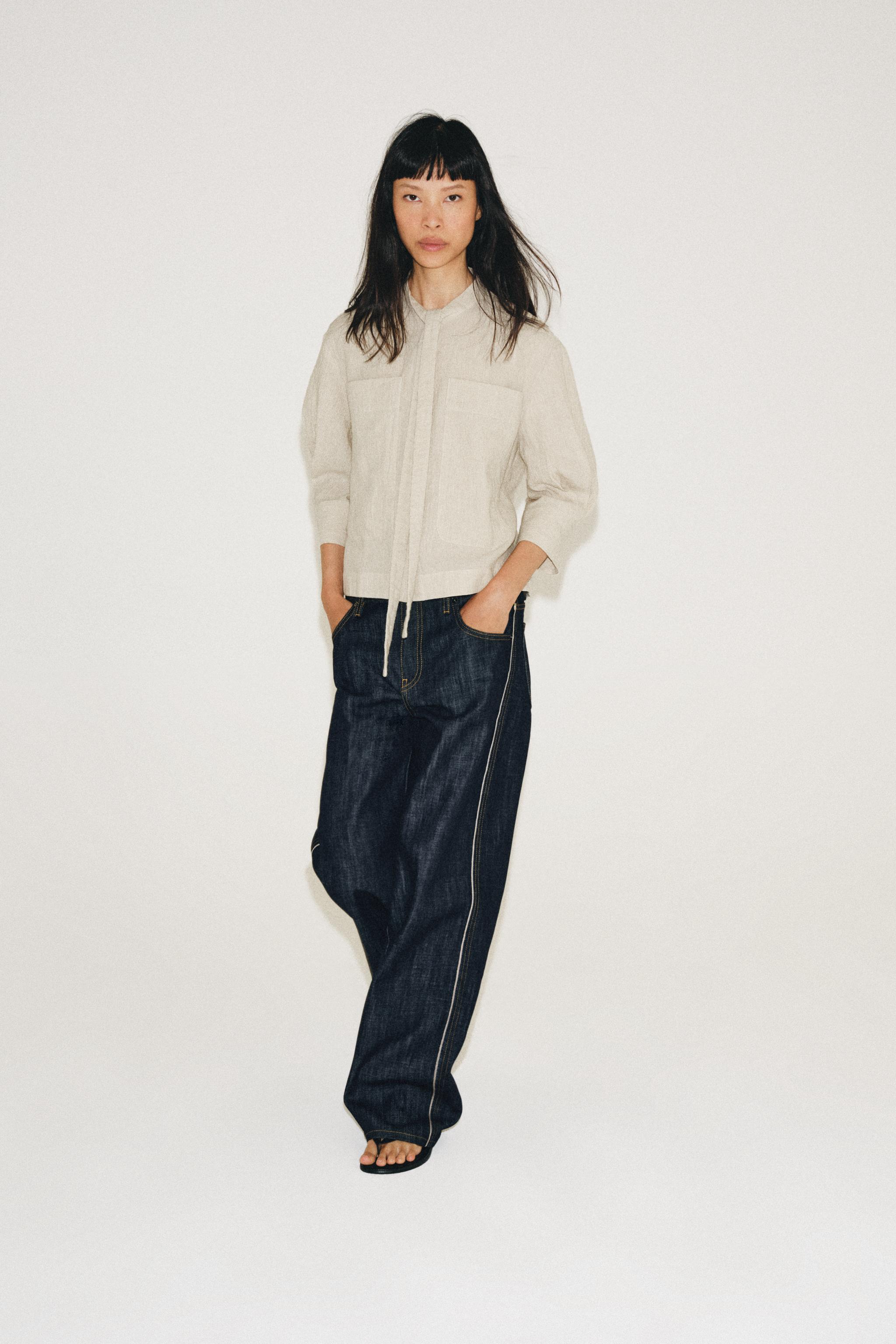 CHEMISE À NŒUD EN LIN ZW COLLECTION