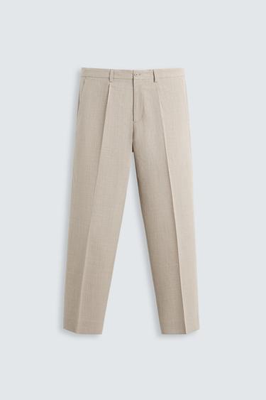100% WOOL SUIT TROUSERS - Beige by Zara