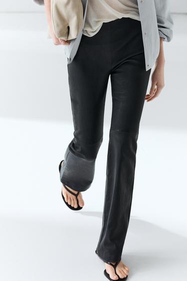 Zara Nappa leather flare fit leggings - Blue