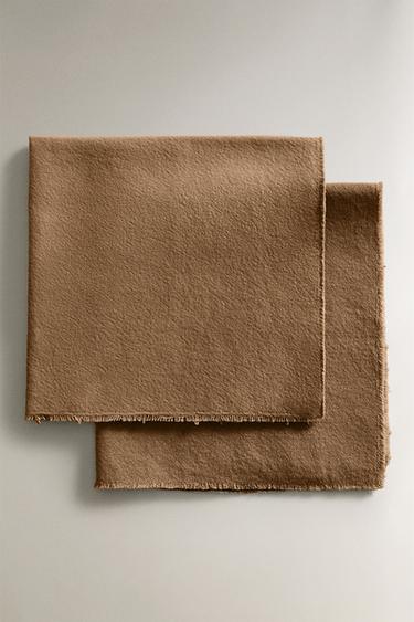 WASHED COTTON NAPKIN (PACK OF 2) - Ochre by Zara