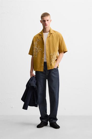 Zara 串珠刺繡襯衫 - 芥末色 - 圖片 0