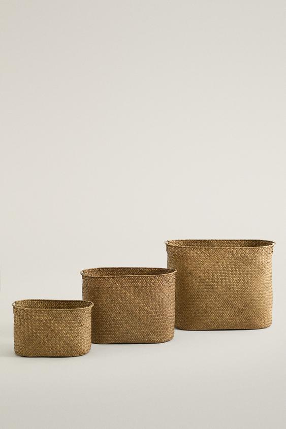 Zara OVAL BASKET WITH HANDLES - Light beige - Image 0