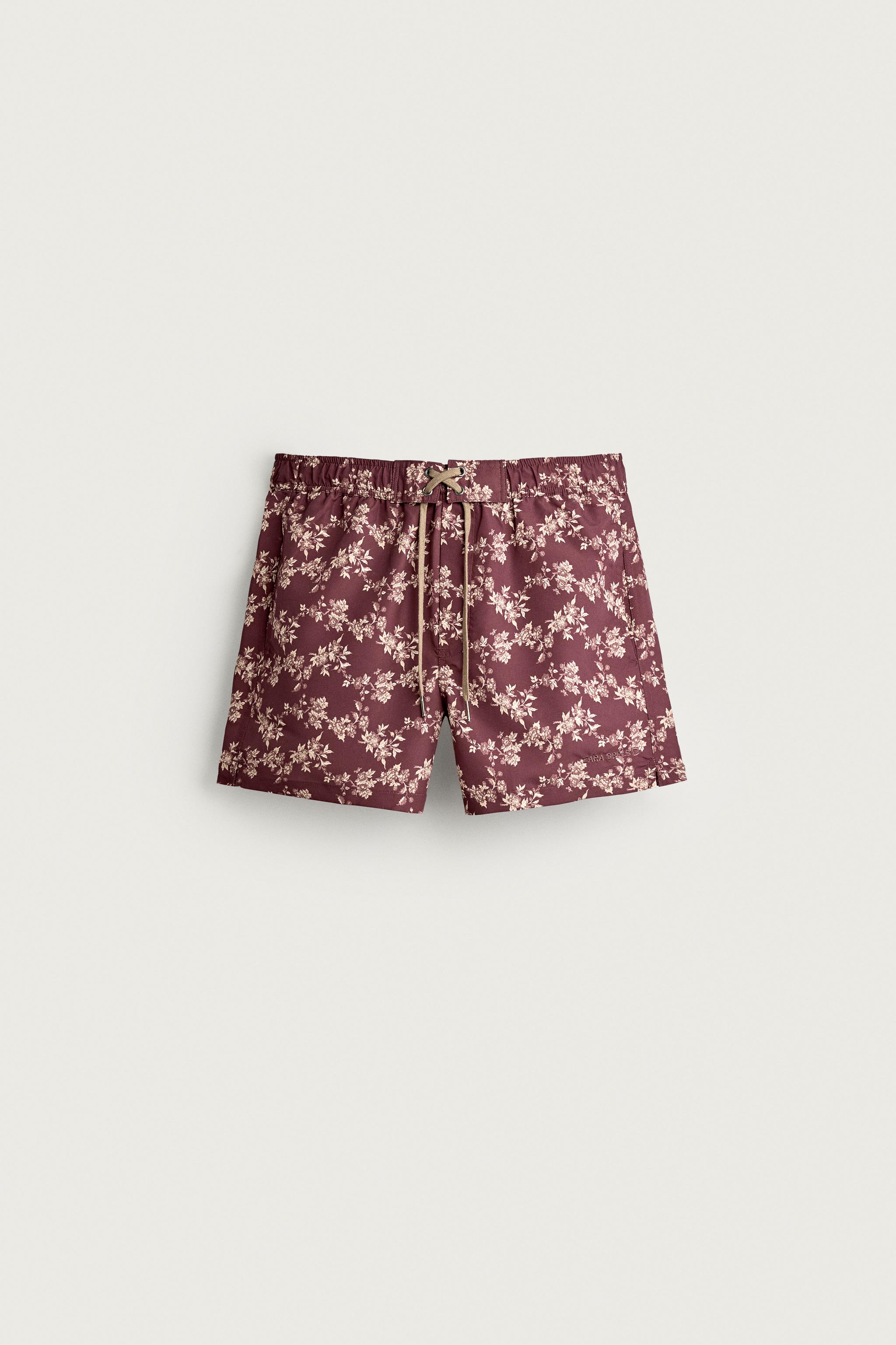 FLWR PRNT SWM SHRT — Maroon