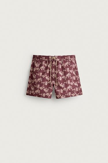 FLWR PRNT SWM SHRT - Granate de Zara