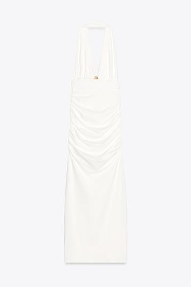 DRAPED HALTER DRESS - Oyster-white by Zara - Image 5