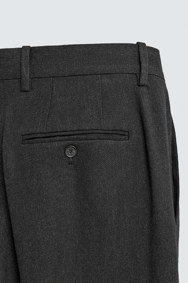 VISCOSE HEMP SUIT TROUSERS - Black by Zara - Image 7