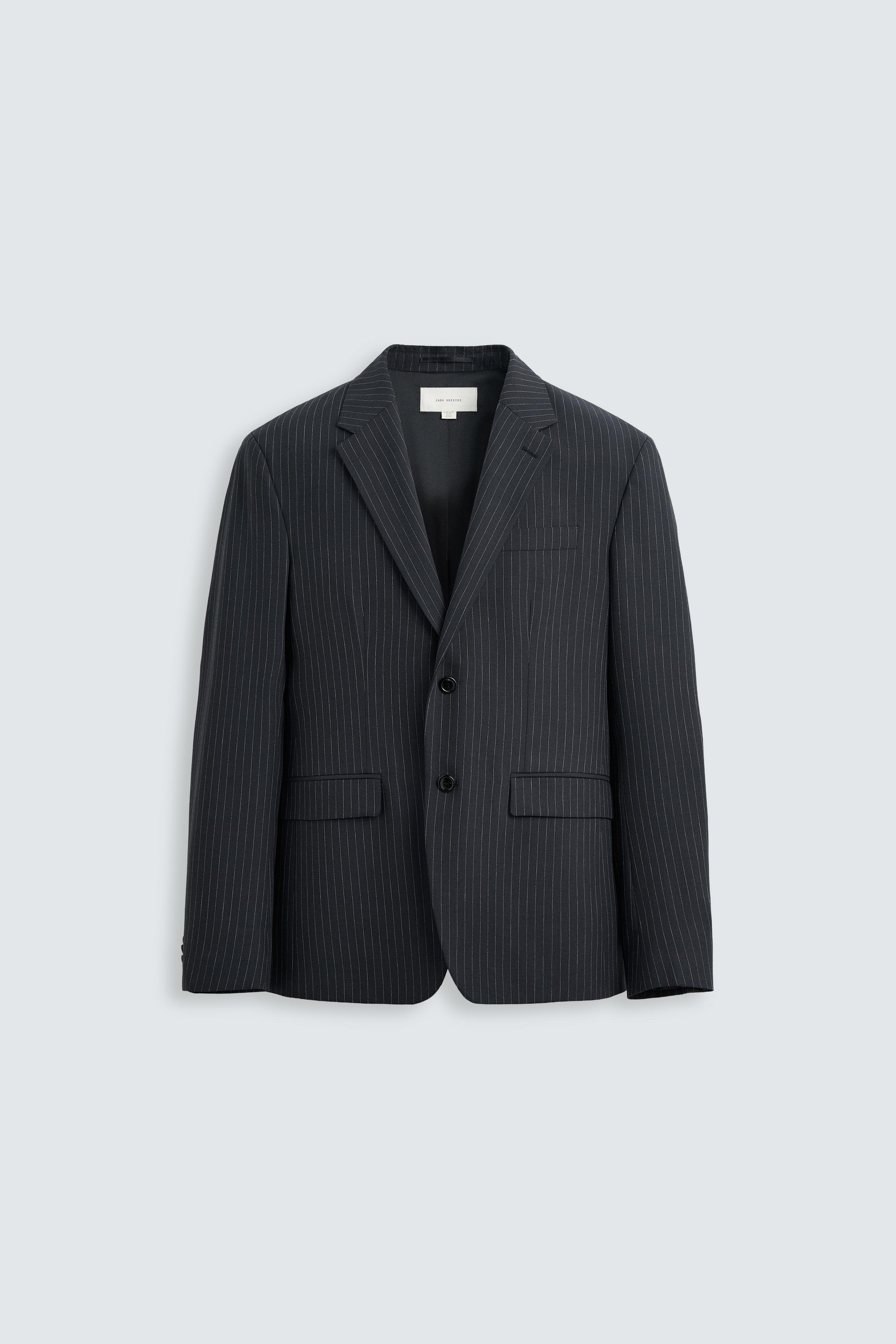PINSTRIPE SUIT BLAZER Navy blue ZARA Australia