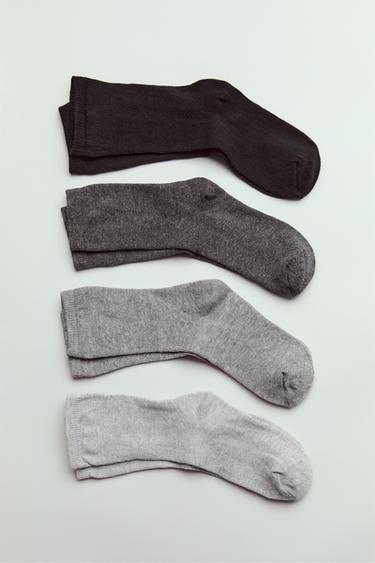 Zara FOUR-PACK OF LONG SOCKS - Gray