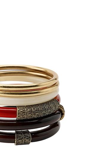Zara 6-PACK OF COMBINATION RIGID BRACELETS - Golden