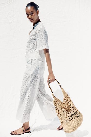 PANTALON JUPE-CULOTTE BRODERIES AJOURÉES - Blanc de Zara - Image 2