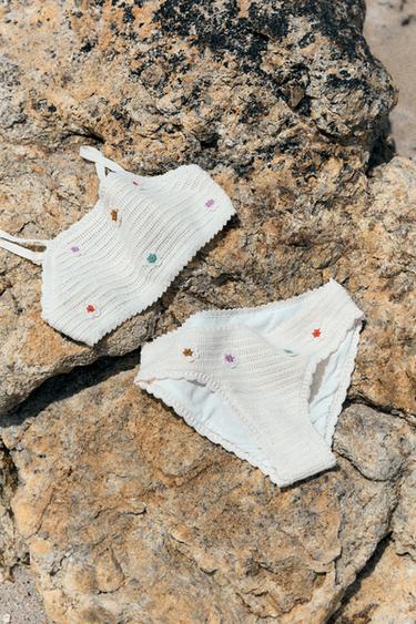 Zara 6-14 YEARS/ CROCHET FLOWER BIKINI - Ecru