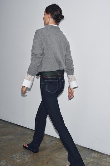 PULL CACHEMIRE ET LAINE MANCHES LONGUES - Gris moyen de Zara - Image 1
