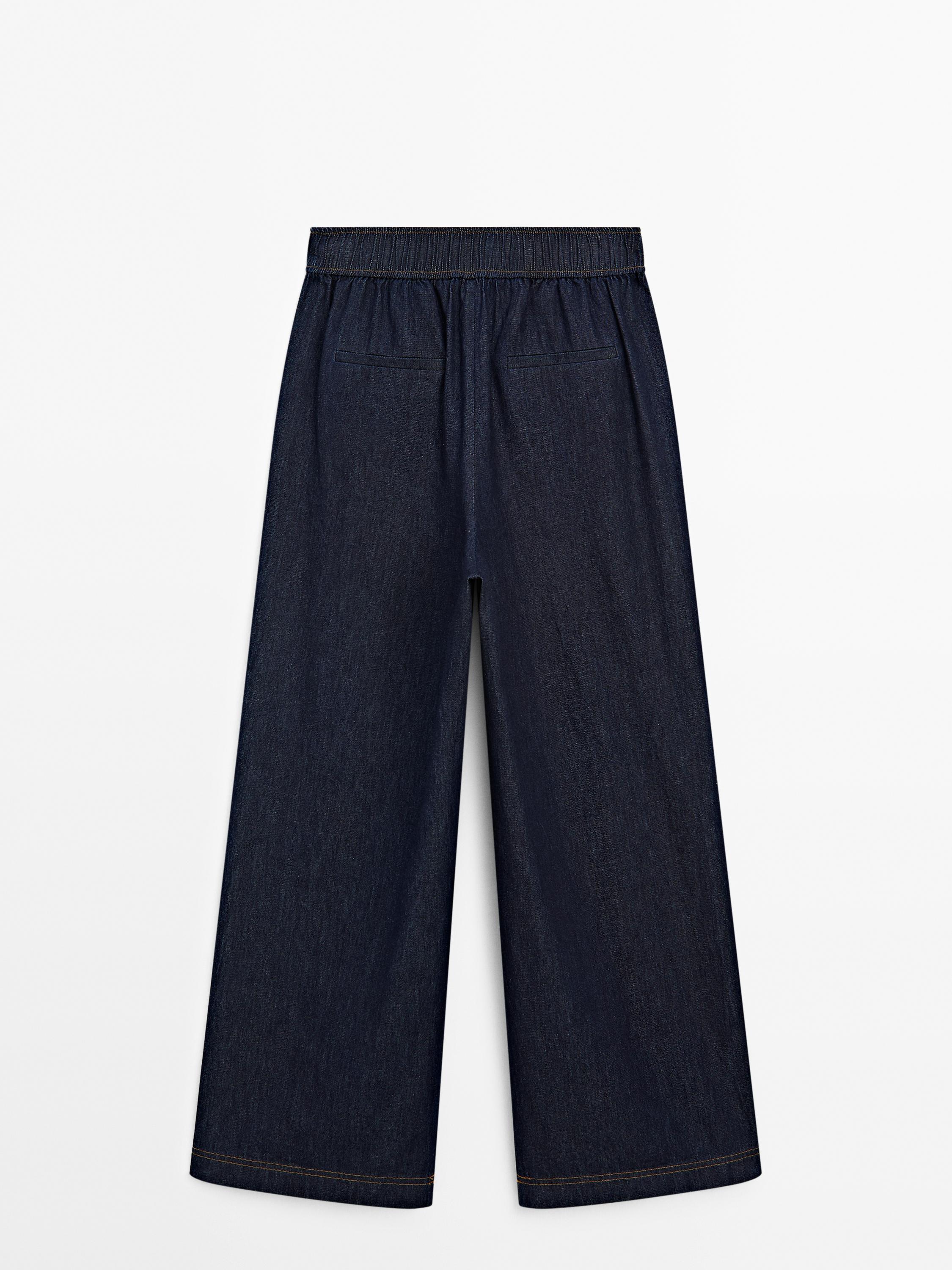 Flowing cotton blend jeans