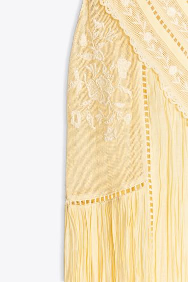 ROBE PLISSÉE BRODÉE ZW COLLECTION - Jaune de Zara - Image 7