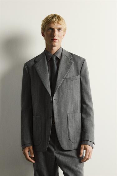 BLAZER RELAXED FIT TRAJE 100% LANA - Gris antracita de Zara