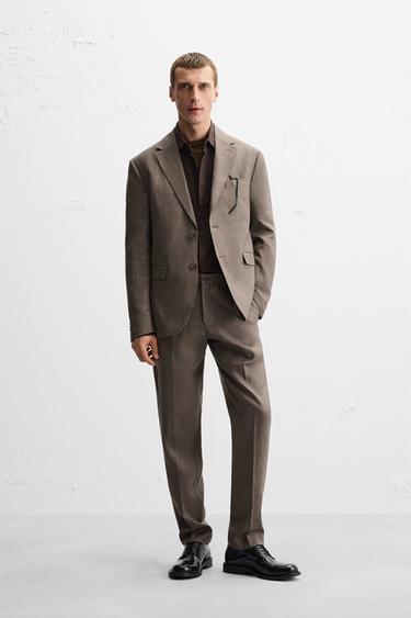 COSTUME 100 % LIN - VERT KAKI de Zara