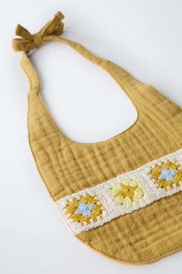 TEXTURED BIB WITH CROCHET DETAIL - Mustard by Zara - Image 1