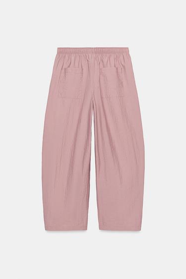 BARREL TROUSERS WITH ELASTICATED WAIST - Pale pink by Zara - Image 8