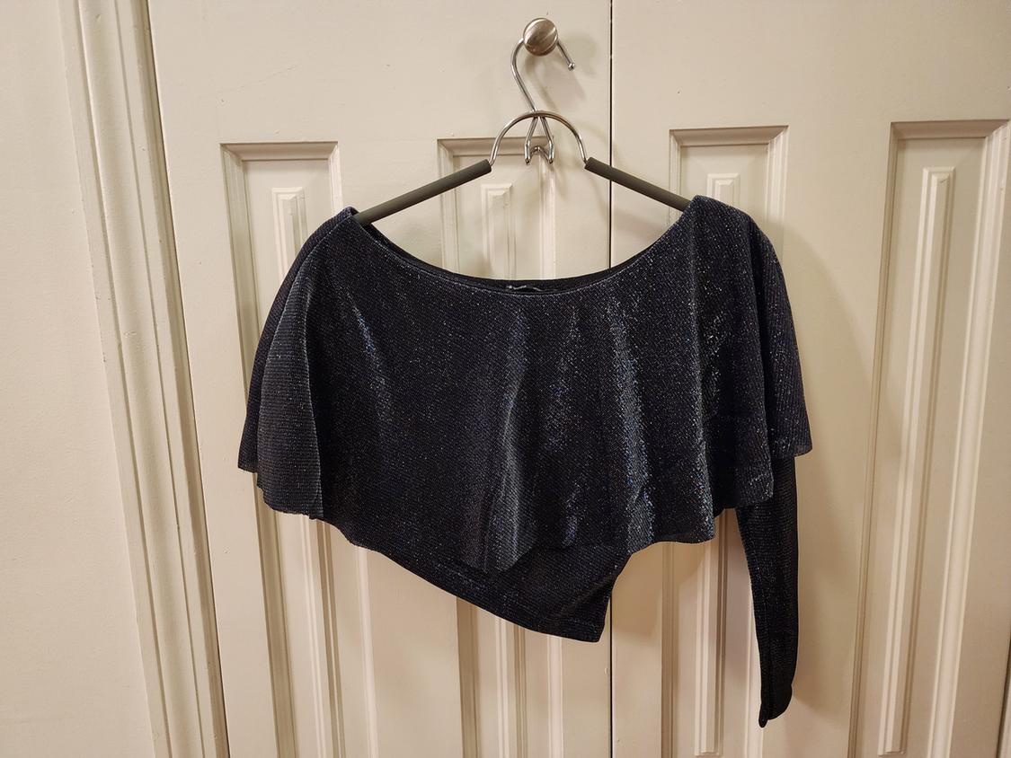 OFF SHOULDER ASYMMETRICAL LAYERED SPARKLY TOP - Image 5