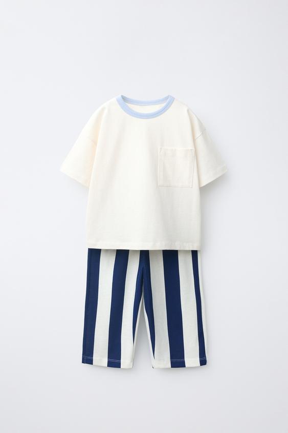 STRIPED T-SHIRT AND TROUSERS JOGGING SET - Blue de Zara - Imagen 0