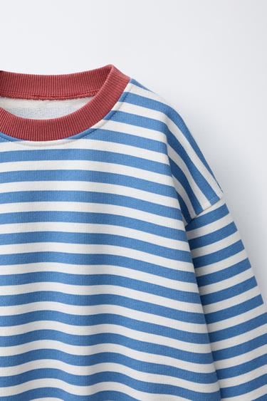 SWEAT À RAYURES EN CONTRASTE - Bleu / Blanc de Zara - Image 2