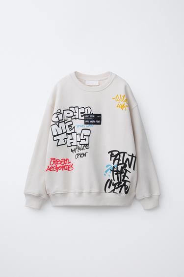 SUDADERA ESTAMPADA GRAFFITI - Crudo de Zara - Imagen 0