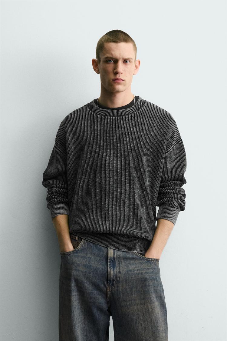 ZARA WASHED RIBBED TEXTURED JUMPER