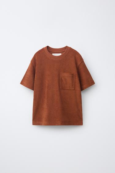 ENSEMBLE T-SHIRT ET BERMUDA RAYÉ EFFET SERVIETTE - Tabac de Zara - Image 1