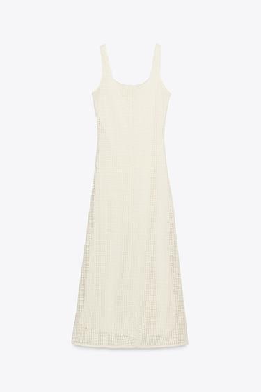 CROCHET MIDI DRESS - Ecru by Zara - Image 6